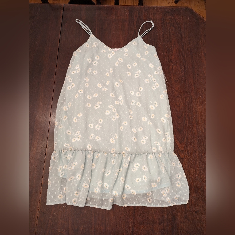 Light blue and white floral spaghetti strap dress size s